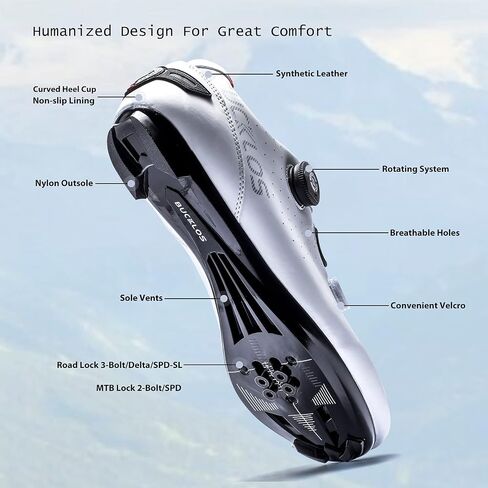 أحذية BUCKLOS Road Bike متوافقة مع Peloton - أحذية ركوب الدراجات في الأماكن المغلقة والخارجية للرجال والنساء بنعل خاص أحذية دوارة قابلة للتنفس مناسبة لمظهر Delta SPD/SPD SL in Kuwait