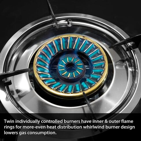 XtremepowerUS 2 Burner Propane Gas Stove, 25,516 BTU Portable Camping Cooktop with Auto Ignition, Tempered Glass Top, LPG Outdoor Cooking Stove Camping, Tailgating, RV, Emergency & Backyard Cooking in Saudi Arabia