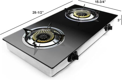 XtremepowerUS 2 Burner Propane Gas Stove, 25,516 BTU Portable Camping Cooktop with Auto Ignition, Tempered Glass Top, LPG Outdoor Cooking Stove Camping, Tailgating, RV, Emergency & Backyard Cooking in Saudi Arabia