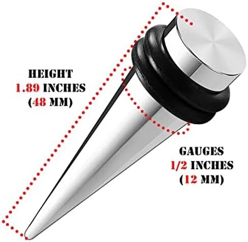 Pair of 316L Surgical Steel Polished Taper Expander Ear Plugs Rubber O-rings Stretcher Piercing Jewelry Stretching Earring in Kuwait