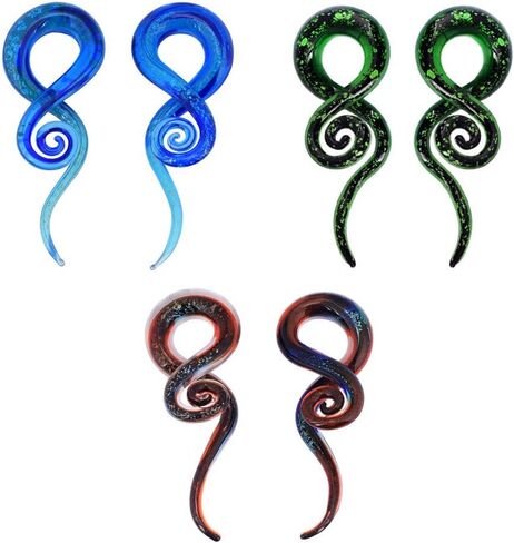 YOFANST Ear Stretching Glass Spiral Tapers Gauges 4g-9/16 inch Blue, Glow in The Dark, Purple, Green, Red in Saudi Arabia