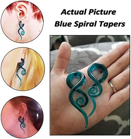 YOFANST Ear Stretching Glass Spiral Tapers Gauges 4g-9/16 inch Blue, Glow in The Dark, Purple, Green, Red in Saudi Arabia