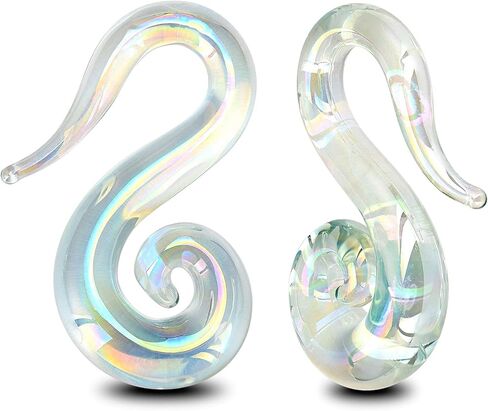 Stuppendux Seahorse شكل الأذن الزجاج دوامة التناقص التدريجي المقابس الأنفاق المتوسع شماعات مقاييس الأقراط تمتد الجسم ثقب المجوهرات مقاييس 8g-2g in Kuwait
