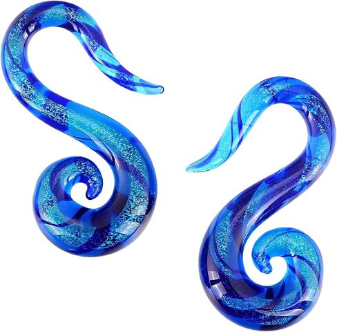 Stuppendux Seahorse شكل الأذن الزجاج دوامة التناقص التدريجي المقابس الأنفاق المتوسع شماعات مقاييس الأقراط تمتد الجسم ثقب المجوهرات مقاييس 8g-2g in Kuwait