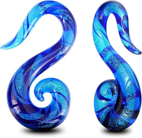 Stuppendux Seahorse شكل الأذن الزجاج دوامة التناقص التدريجي المقابس الأنفاق المتوسع شماعات مقاييس الأقراط تمتد الجسم ثقب المجوهرات مقاييس 8g-2g in Kuwait