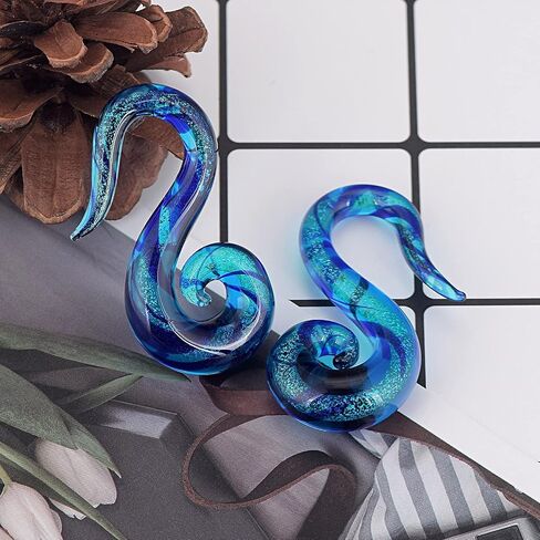 Stuppendux Seahorse شكل الأذن الزجاج دوامة التناقص التدريجي المقابس الأنفاق المتوسع شماعات مقاييس الأقراط تمتد الجسم ثقب المجوهرات مقاييس 8g-2g in Kuwait