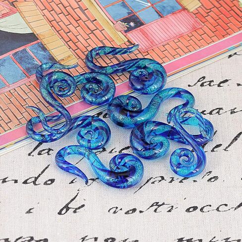 Stuppendux Seahorse شكل الأذن الزجاج دوامة التناقص التدريجي المقابس الأنفاق المتوسع شماعات مقاييس الأقراط تمتد الجسم ثقب المجوهرات مقاييس 8g-2g in Kuwait