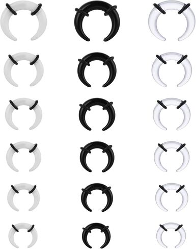 18 قطعة من Yolev أكريليك على شكل C Pincher Tapers Septum Buffalo Taper Expander مثقوب لحلمة الأنف حلقات حاجز كبيرة للنساء والرجال وغضروف الأذن والأنف (14G-4G) in Saudi Arabia