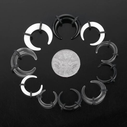 18 قطعة من Yolev أكريليك على شكل C Pincher Tapers Septum Buffalo Taper Expander مثقوب لحلمة الأنف حلقات حاجز كبيرة للنساء والرجال وغضروف الأذن والأنف (14G-4G) in Saudi Arabia