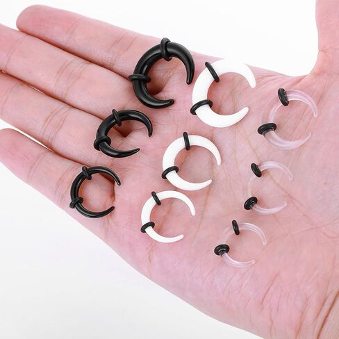 18 قطعة من Yolev أكريليك على شكل C Pincher Tapers Septum Buffalo Taper Expander مثقوب لحلمة الأنف حلقات حاجز كبيرة للنساء والرجال وغضروف الأذن والأنف (14G-4G) in Saudi Arabia