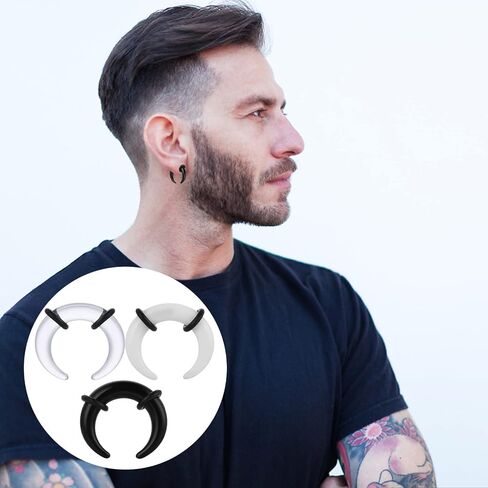18 قطعة من Yolev أكريليك على شكل C Pincher Tapers Septum Buffalo Taper Expander مثقوب لحلمة الأنف حلقات حاجز كبيرة للنساء والرجال وغضروف الأذن والأنف (14G-4G) in Saudi Arabia