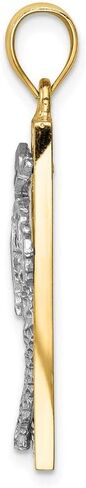 Solid 14k Yellow and White Gold Two Tone Palm Tree Pendant Charm in Saudi Arabia