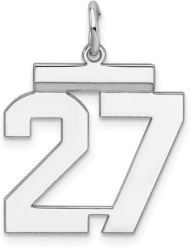 Solid 925 Sterling Silver Medium Number 27 Charm Pendant - 21mm x 16mm in Saudi Arabia