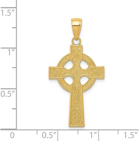 Solid 14k Yellow Gold Celtic Knot Irish Claddagh Cross Pendant Charm - 28mm x 17mm in Saudi Arabia