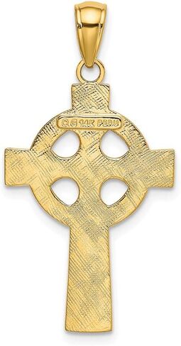 Solid 14k Yellow Gold Celtic Knot Irish Claddagh Cross Pendant Charm - 28mm x 17mm in Saudi Arabia