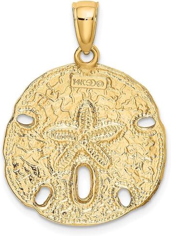 Solid 14k Yellow Gold Sand Dollar Charm Pendant - 20mm x 20mm in Kuwait