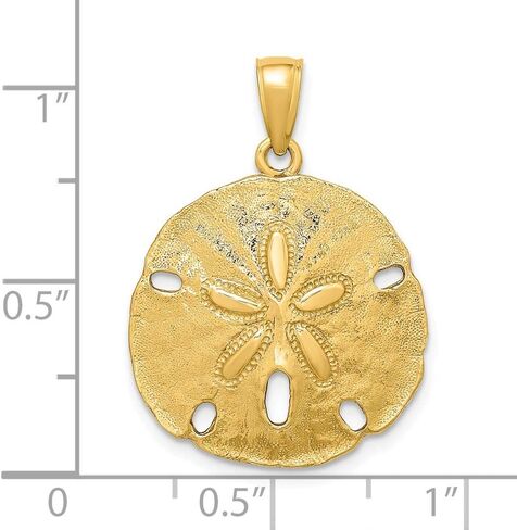Solid 14k Yellow Gold Sand Dollar Charm Pendant - 20mm x 20mm in Kuwait