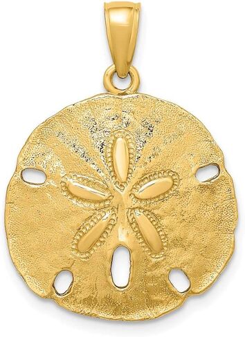 Solid 14k Yellow Gold Sand Dollar Charm Pendant - 20mm x 20mm in Kuwait
