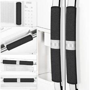 Refrigerator Door Handle Covers, Set of 6, Keep Your Kitchen Appliance Clean from Food Stains, Smudges, Drips, Oil, Washable and Form-Fitting, Protector for Fridge, Ovens, Dishwashers (Black) in Saudi Arabia