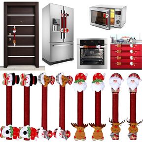 Boao Christmas Refrigerator Door Handle Cover Santa Snowman Kitchen Appliance Handle Covers Decorations for Fridge Microwave Oven Dishwasher Christmas Handle Protector (Classic Style)