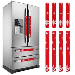 LimBridge Christmas Refrigerator Door Handle Cover, Design with Snowflakes, for Kitchen Fridge, Microwave, Dishwasher Handle Decorations, Two Sizes, Red, 8p in Saudi Arabia