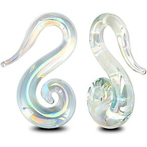 Qmcandy 2pcs Glass Spiral Tapers Plugs Twist Stretchers Earrings Stretching Piercings Jewelry Gauges 8g-14mm in Saudi Arabia