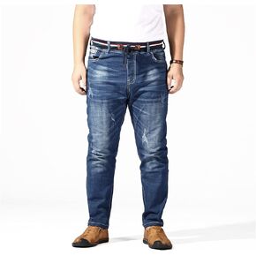 Men's Jeans Men Summer Trousers Stretch Straight Loose Pants Denim Blue Plus Ripped Clothes Oversize in Saudi Arabia