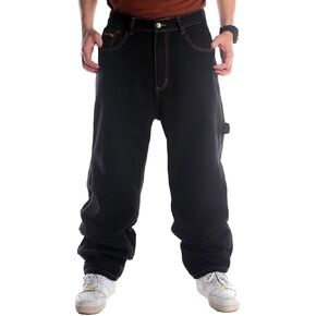 Ruiatoo Men's Baggy Jeans Classic Plain Loose Hip Hop Pants Dance Black Jeans Denim in Saudi Arabia