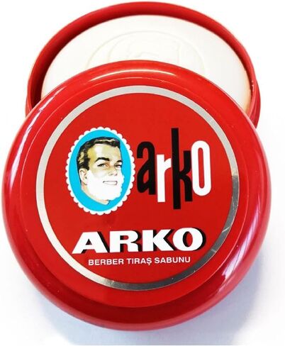 Arko/Omega Shaving Soap 90g in Traditional Bowl Case + TSF Shaving Brush Natural Boar Bristle, Red in Saudi Arabia