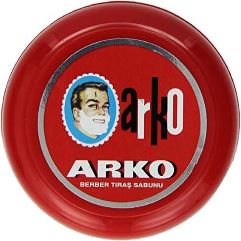 Arko/Omega Shaving Soap 90g in Traditional Bowl Case + TSF Shaving Brush Natural Boar Bristle, Red in Saudi Arabia