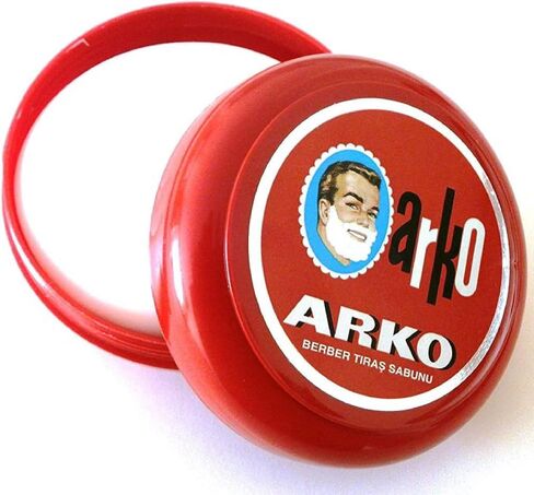 Arko/Omega Shaving Soap 90g in Traditional Bowl Case + TSF Shaving Brush Natural Boar Bristle, Red in Saudi Arabia