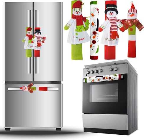 UMARDOO 4Pcs Christmas Refrigerator Door Handle Cover, 3D Fridge Door Cover for Kitchen Christmas Decorations, Kitchen Appliance Handle Covers for Microwave Oven Dishwasher Fridge in Kuwait