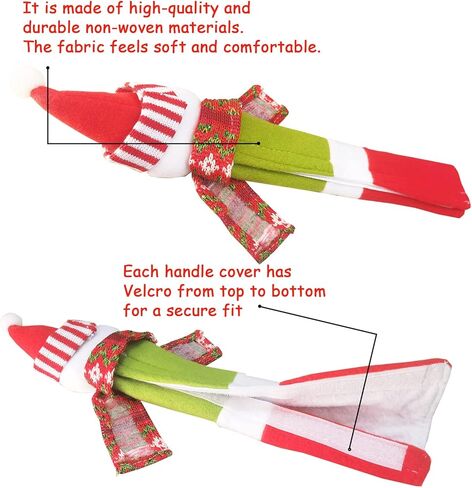 UMARDOO 4Pcs Christmas Refrigerator Door Handle Cover, 3D Fridge Door Cover for Kitchen Christmas Decorations, Kitchen Appliance Handle Covers for Microwave Oven Dishwasher Fridge in Kuwait