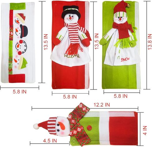 UMARDOO 4Pcs Christmas Refrigerator Door Handle Cover, 3D Fridge Door Cover for Kitchen Christmas Decorations, Kitchen Appliance Handle Covers for Microwave Oven Dishwasher Fridge in Kuwait
