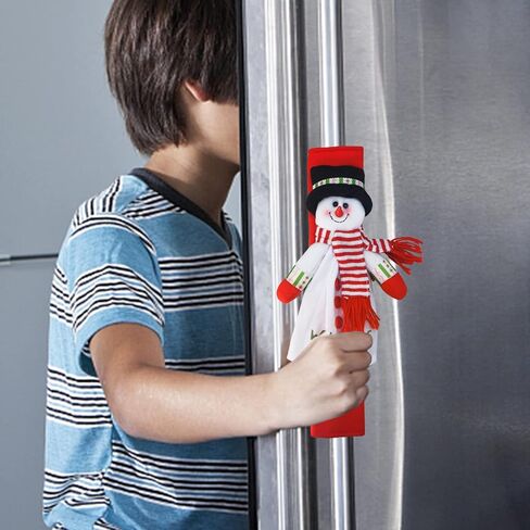 UMARDOO 4Pcs Christmas Refrigerator Door Handle Cover, 3D Fridge Door Cover for Kitchen Christmas Decorations, Kitchen Appliance Handle Covers for Microwave Oven Dishwasher Fridge in Kuwait