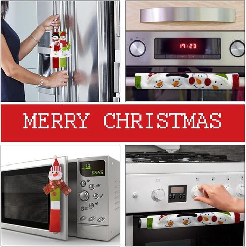 UMARDOO 4Pcs Christmas Refrigerator Door Handle Cover, 3D Fridge Door Cover for Kitchen Christmas Decorations, Kitchen Appliance Handle Covers for Microwave Oven Dishwasher Fridge in Kuwait