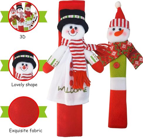 UMARDOO 4Pcs Christmas Refrigerator Door Handle Cover, 3D Fridge Door Cover for Kitchen Christmas Decorations, Kitchen Appliance Handle Covers for Microwave Oven Dishwasher Fridge in Kuwait