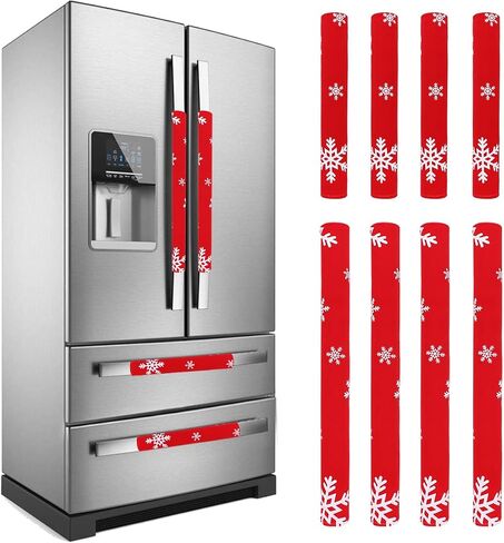 غطاء مقبض باب ثلاجة LimBridge Christmas، تصميم مع ندفات الثلج، لثلاجة المطبخ والميكروويف وزخارف مقبض غسالة الأطباق، مقاسين، أحمر، 8 قطع in Saudi Arabia