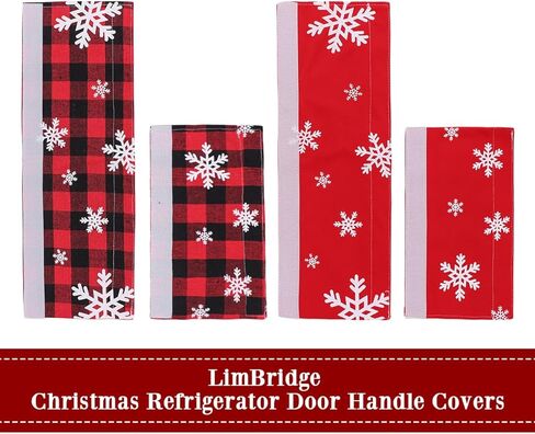 غطاء مقبض باب ثلاجة LimBridge Christmas، تصميم مع ندفات الثلج، لثلاجة المطبخ والميكروويف وزخارف مقبض غسالة الأطباق، مقاسين، أحمر، 8 قطع in Saudi Arabia