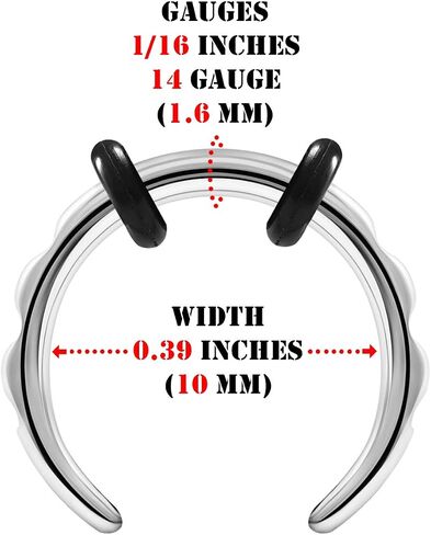 BIG GAUGES Pair of 316L Surgical Steel Pincher Septum Double O-Rings Piercing Jewelry Ear Stretcher Plugs Flesh Earring Lobe in Saudi Arabia