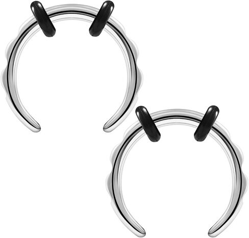 BIG GAUGES Pair of 316L Surgical Steel Pincher Septum Double O-Rings Piercing Jewelry Ear Stretcher Plugs Flesh Earring Lobe in Saudi Arabia