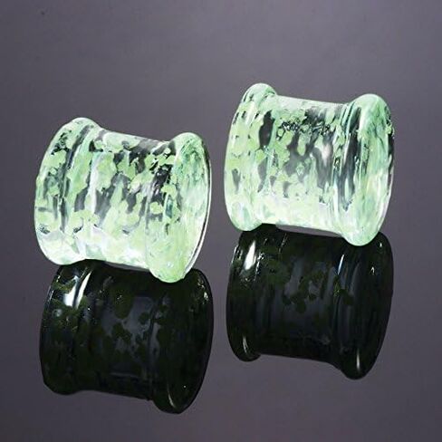 IPINK-Glass Spiral Tapers Kit with Plugs 4 Pieces Glow in The Dark Glass Plugs 4G-14mm in Saudi Arabia
