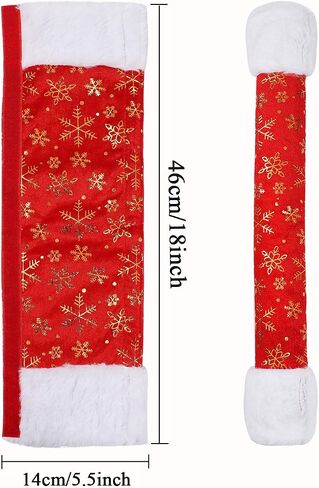 Ruisita 6 Pack Christmas Decorations Refrigerator Door Handle Cover Embroidered Snowflake Print with White Plush Trim Refrigerator Handle Cover for Kitchen Microwave Dishwasher Handle Decorations(6) in Saudi Arabia