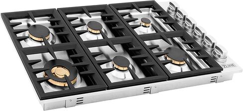 ZLINE 36 in. Dropin Cooktop with 6 Gas Brass Burners (RC-BR-36) in Saudi Arabia