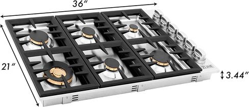 ZLINE 36 in. Dropin Cooktop with 6 Gas Brass Burners (RC-BR-36) in Saudi Arabia