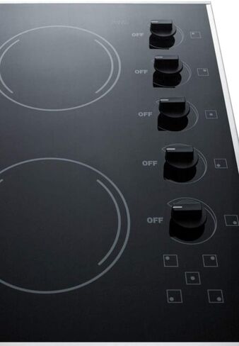 Summit Appliance CR5B273B 27" Wide 230V 5-Burner Radiant Cooktop in Smooth Black Ceramic Glass Surface, Stainless Steel Trim, Push-to-turn Knobs, Indicator Lights, E.G.O. Burners in Saudi Arabia