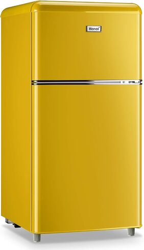 Compact Refrigerator 3.2 Cu.Ft WANAI Classic Retro Refrigerator 2 Door Mini Refrigerator Adjustable Remove Glass Shelves Refrigerator Suitable for Dorm Garage and Office in Saudi Arabia