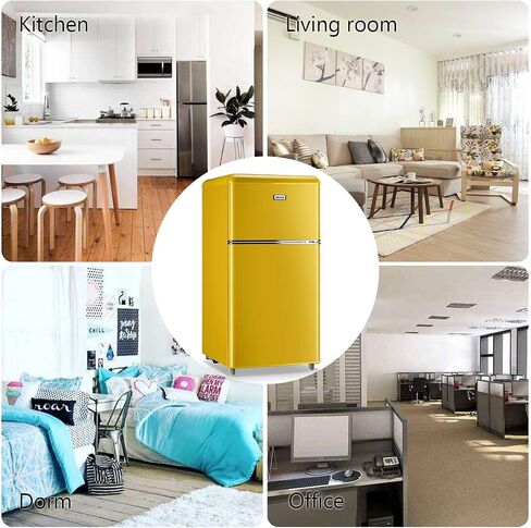 Compact Refrigerator 3.2 Cu.Ft WANAI Classic Retro Refrigerator 2 Door Mini Refrigerator Adjustable Remove Glass Shelves Refrigerator Suitable for Dorm Garage and Office in Saudi Arabia