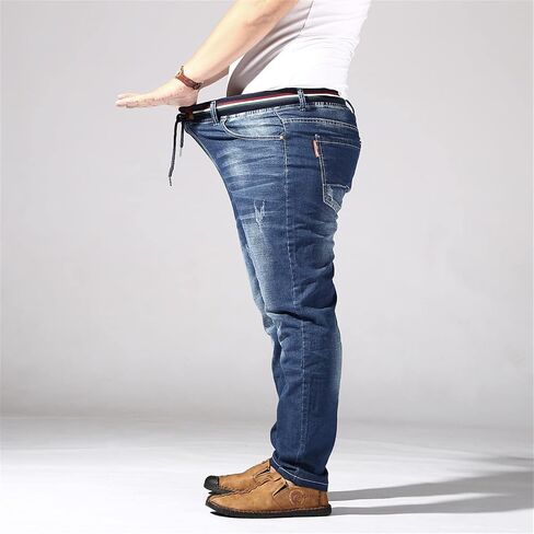 Men's Jeans Men Summer Trousers Stretch Straight Loose Pants Denim Blue Plus Ripped Clothes Oversize in Saudi Arabia