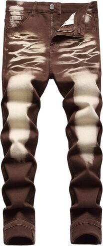 JUNBAOSS Men's Slim Fit Jeans Stretch Ripped Skinny Jeans for Men, Fashion Straight Leg Comfort Flex Waist Casual Pants in Saudi Arabia